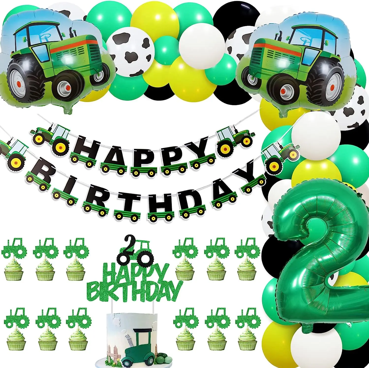 JOYMEMO Tractor 2nd Birthday Party Decorations for Boys Green Tractor Balloon Arch Kit Tractor Happy Birthday Banner Cake Topper
JOYMEMO Tractor 2nd Birthday Party Decorations for Boys Green Tractor Balloon Arch Kit Tractor Happy Birthday Banner Cake Topper