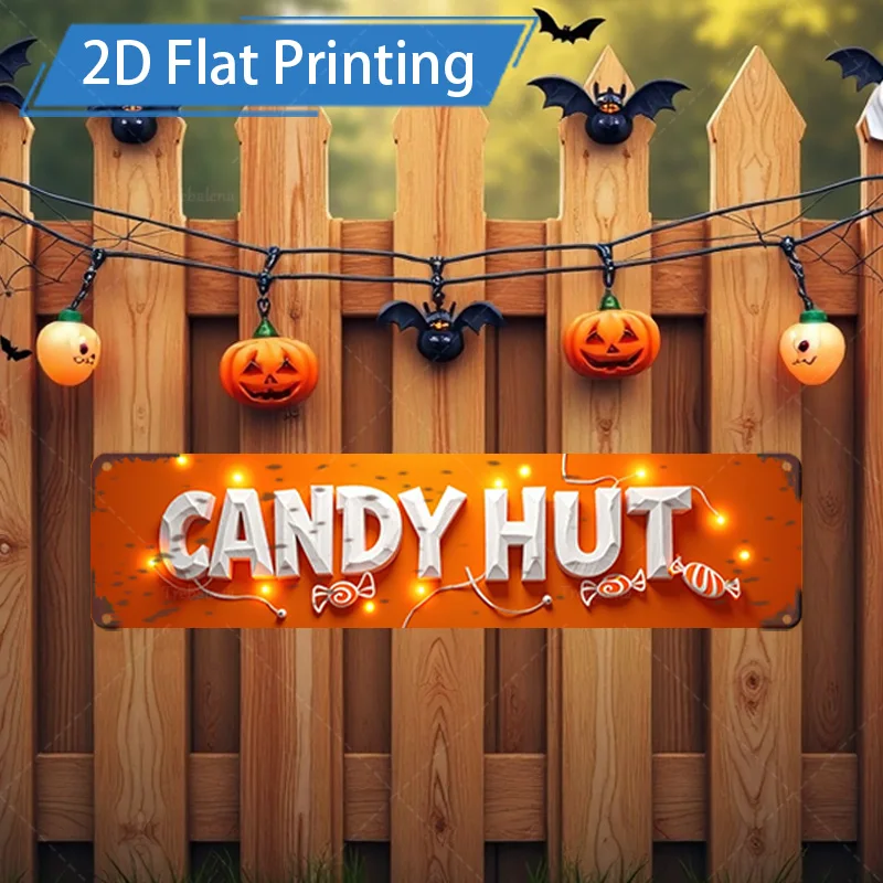 1pc Metal Sign, 4x16inch Halloween Candy Hut Sign with Pumpkin Bats Lights for Party Decor
1pc Metal Sign, 4x16inch Halloween Candy Hut Sign with Pumpkin Bats Lights for Party Decor