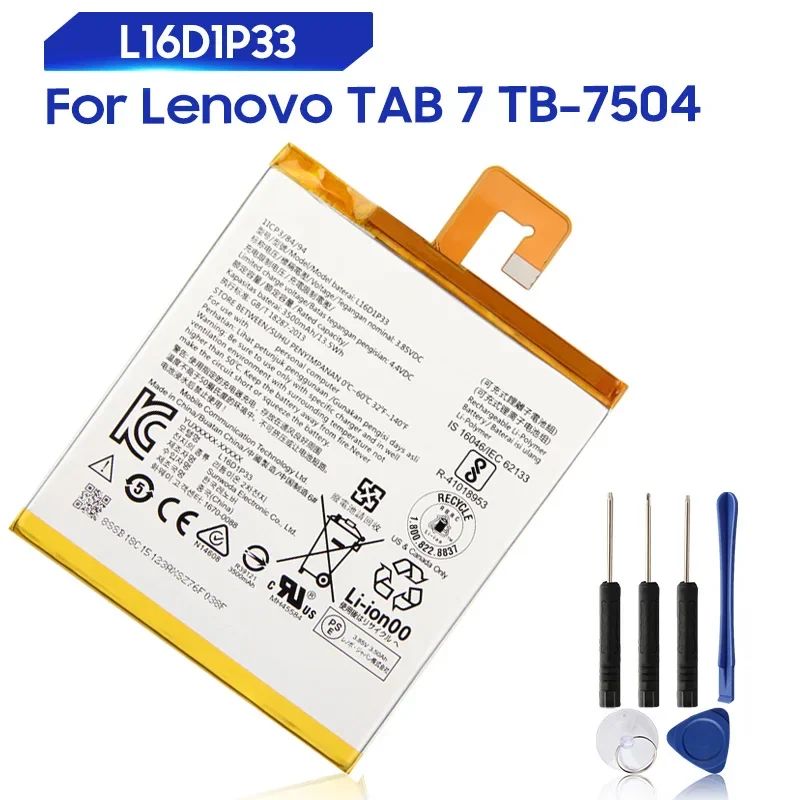 Новая сменная батарея L16D1P33 для Lenovo TAB 7 TB-7504N TB-7504F 7504X, литий-ионные аккумуляторы для планшетных ПК, 3500 мАч
Новая сменная батарея L16D1P33 для Lenovo TAB 7 TB-7504N TB-7504F 7504X, литий-ионные аккумуляторы для планшетных ПК, 3500 мАч