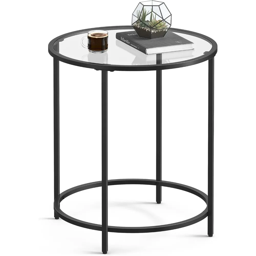 Round Side Table, Glass End Table with Metal Frame, Black Coffee Table with Modern Style, for Living Room, Balcony, Bedroom, Bl
Round Side Table, Glass End Table with Metal Frame, Black Coffee Table with Modern Style, for Living Room, Balcony, Bedroom, Bl