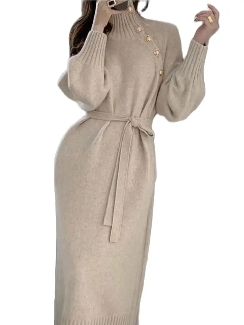 Korean Chic French Long Sweater Winter Loose And Slim High Necked Fashionable Knitted Dresses For Women Vestidos Mujer
Korean Chic French Long Sweater Winter Loose And Slim High Necked Fashionable Knitted Dresses For Women Vestidos Mujer