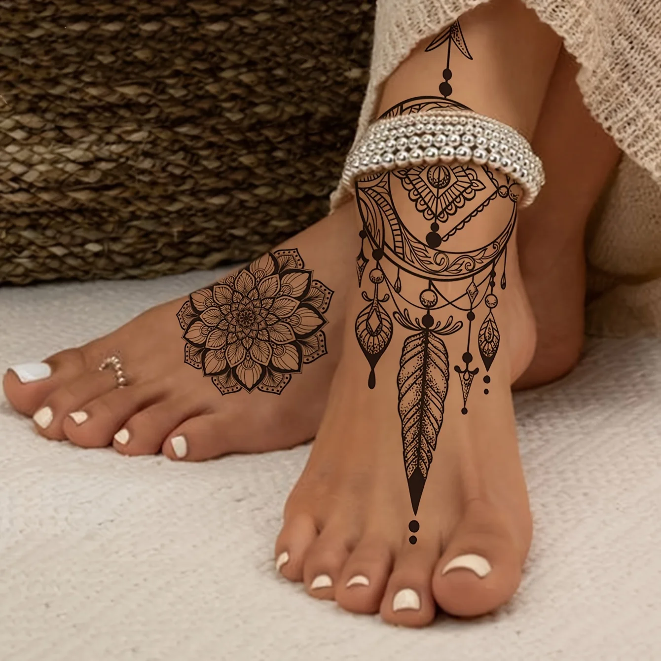 MEET TATTOO Temporary Tattoo Stickers Suitable for Girls & Women, Waterproof Black Mandala & Lace for Lotus Fake Tattoos with Realistic Jewelry Pendant Designs, for Wedding, Festival, Party, for Arms, Neck, Hands, Back of Hands
MEET TATTOO Temporary Tattoo Stickers Suitable for Girls & Women, Waterproof Black Mandala & Lace for Lotus Fake Tattoos with Realistic Jewelry Pendant Designs, for Wedding, Festival, Party, for Arms, Neck, Hands, Back of Hands