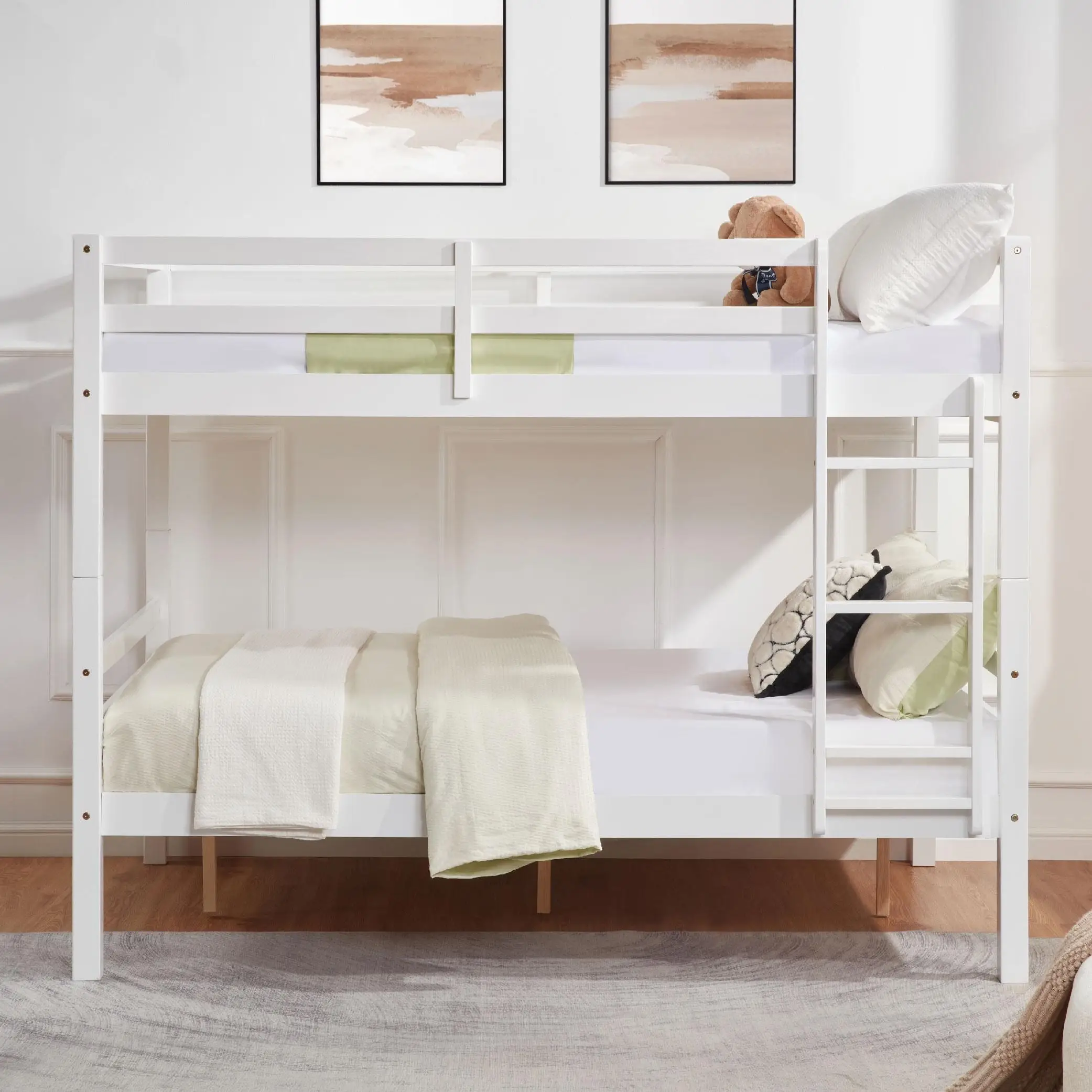 Full Over Full Bunk Bed with Thick Posts Wooden High Guardrail and Ladder for Kids Teens Dorm Rooms No Box Spring Needed White
Full Over Full Bunk Bed with Thick Posts Wooden High Guardrail and Ladder for Kids Teens Dorm Rooms No Box Spring Needed White