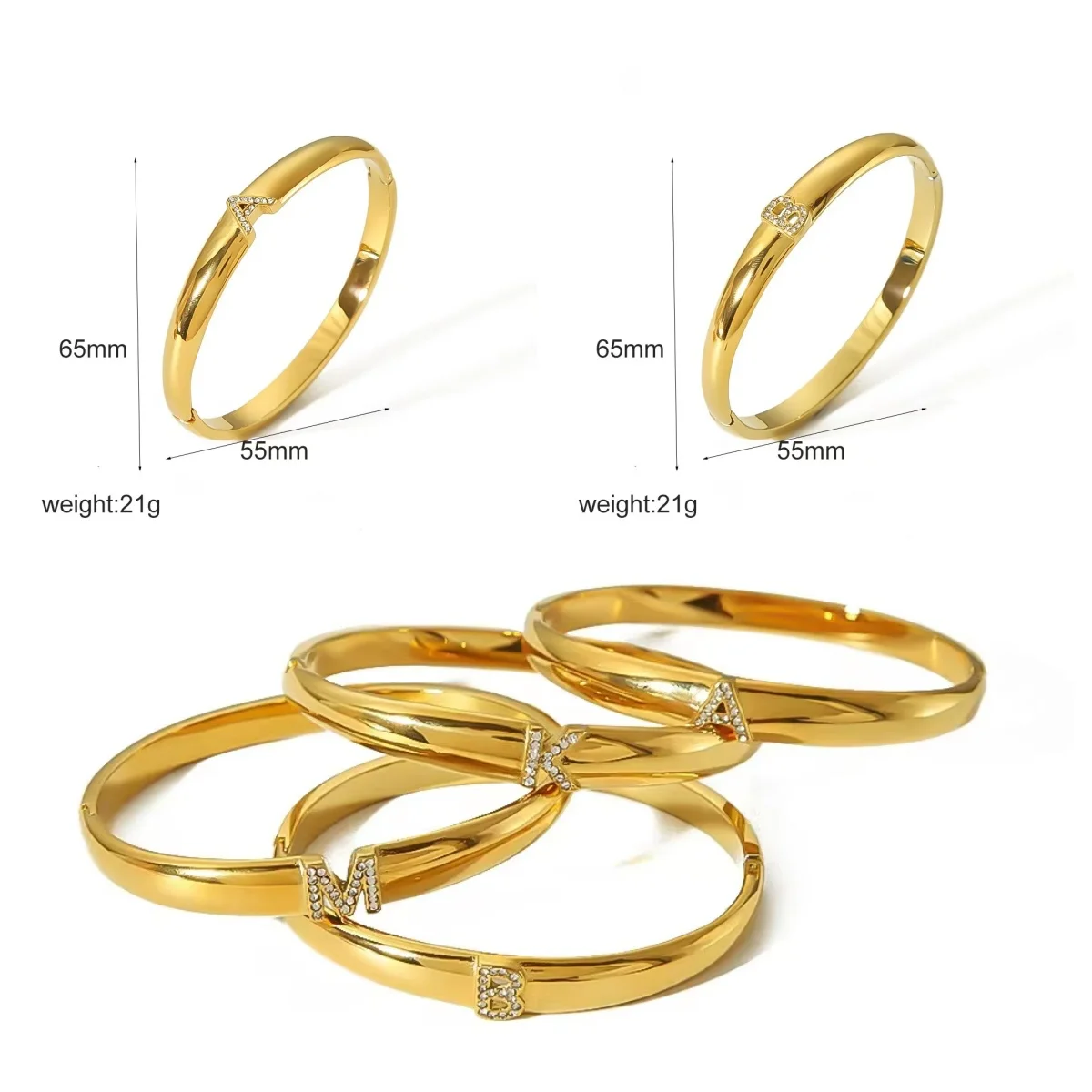 3pcs Wholesale Gold Bangles Diamond - encrusted Initials 316L Stainless Steel Waterproof Luxury Women Accessories Perfect Gift
3pcs Wholesale Gold Bangles Diamond - encrusted Initials 316L Stainless Steel Waterproof Luxury Women Accessories Perfect Gift