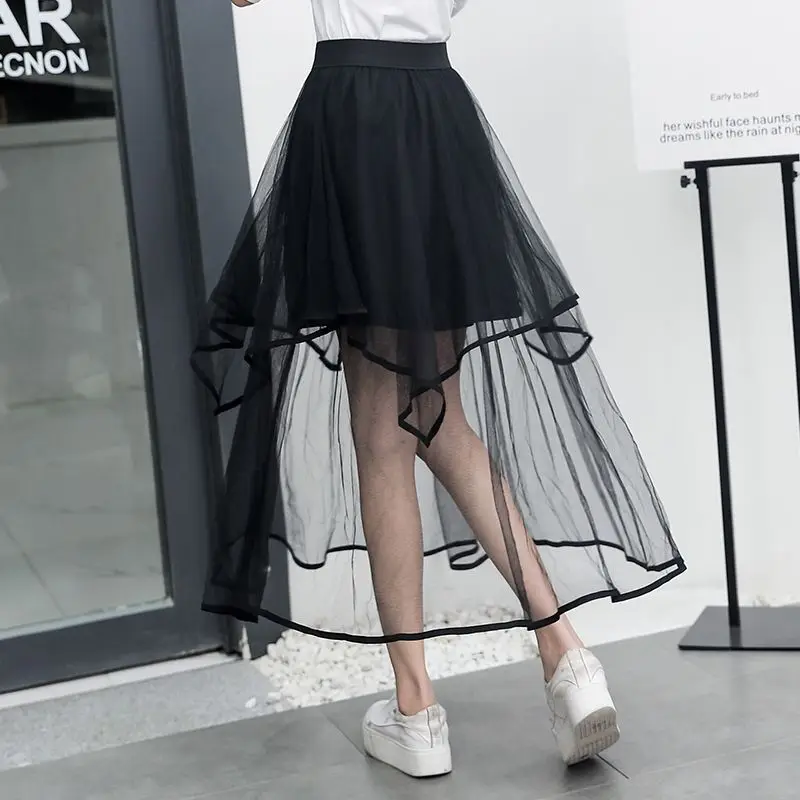 Spring Summer New Irregular Gauze Mesh Cake Skirt Femme Summer Mid-length High Waist A- Line Student Long Skirt Women Black
Spring Summer New Irregular Gauze Mesh Cake Skirt Femme Summer Mid-length High Waist A- Line Student Long Skirt Women Black