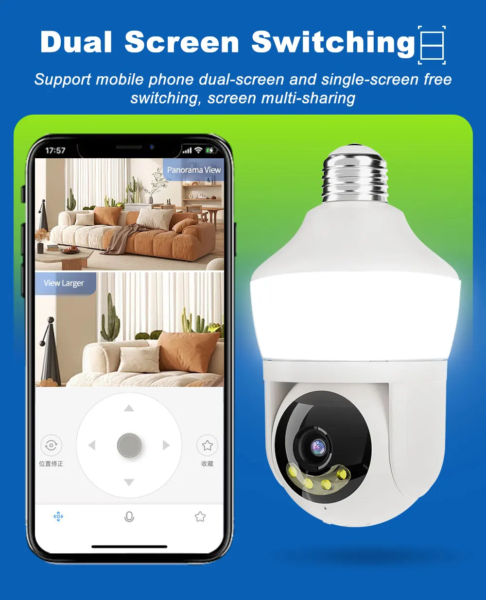 5MP 1944P Carecam APP Full Color Night-Lamp E27 Wireless PTZ IP Dome Camera AI Humanoid Detection Home Seucity CCTV Monitor
5MP 1944P Carecam APP Full Color Night-Lamp E27 Wireless PTZ IP Dome Camera AI Humanoid Detection Home Seucity CCTV Monitor
