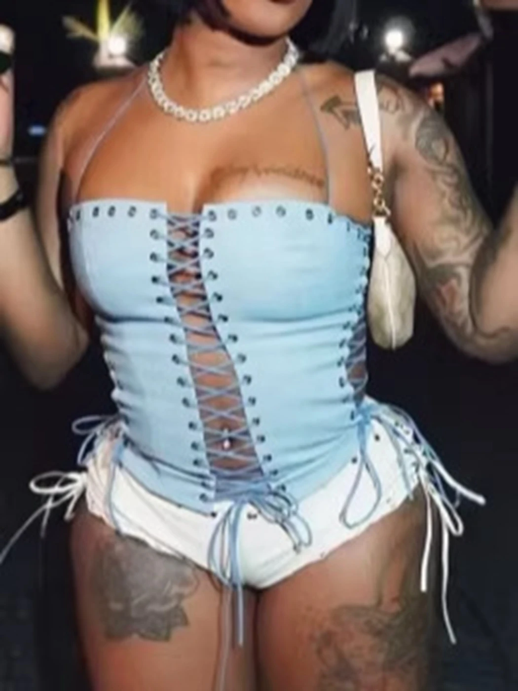 STYLISH LADY Lace Up Bandeau Crop Top 2026 Summer Women Light Blue Strapless Bandana Bustier Corset Top Y2K Streetwear
STYLISH LADY Lace Up Bandeau Crop Top 2026 Summer Women Light Blue Strapless Bandana Bustier Corset Top Y2K Streetwear