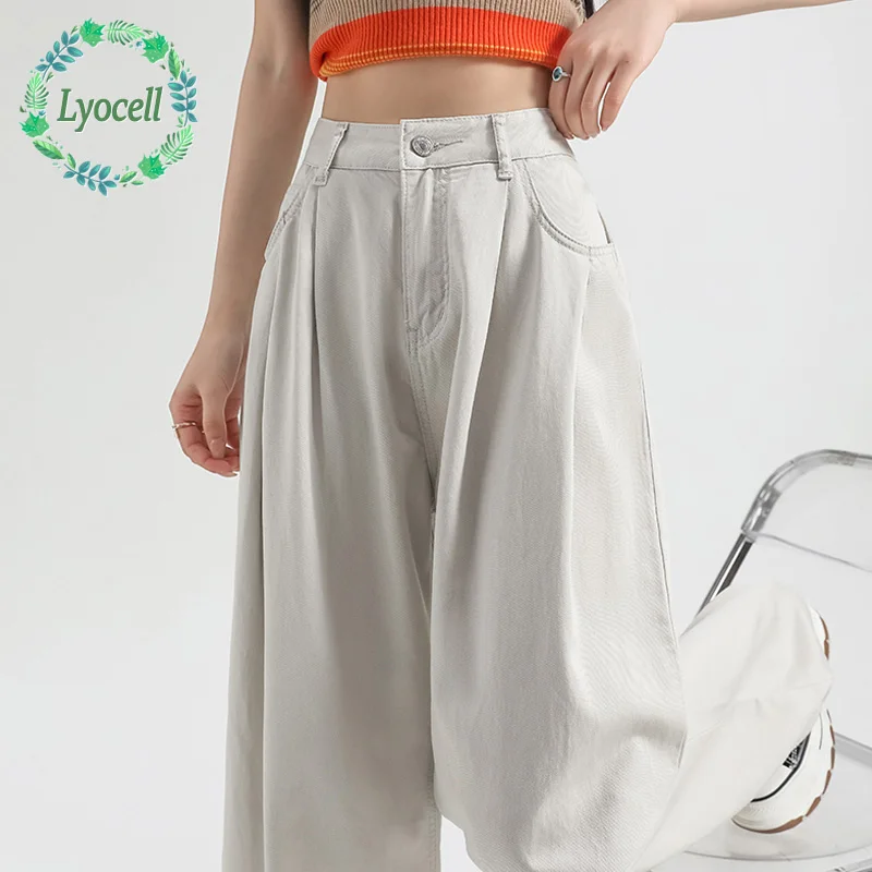 2026 Women's High Waist Wide Leg Jeans Lyocell Fabric Spring Summer Thin Loose Fit Pleated Denim Pants with Draped Straight
2026 Women's High Waist Wide Leg Jeans Lyocell Fabric Spring Summer Thin Loose Fit Pleated Denim Pants with Draped Straight