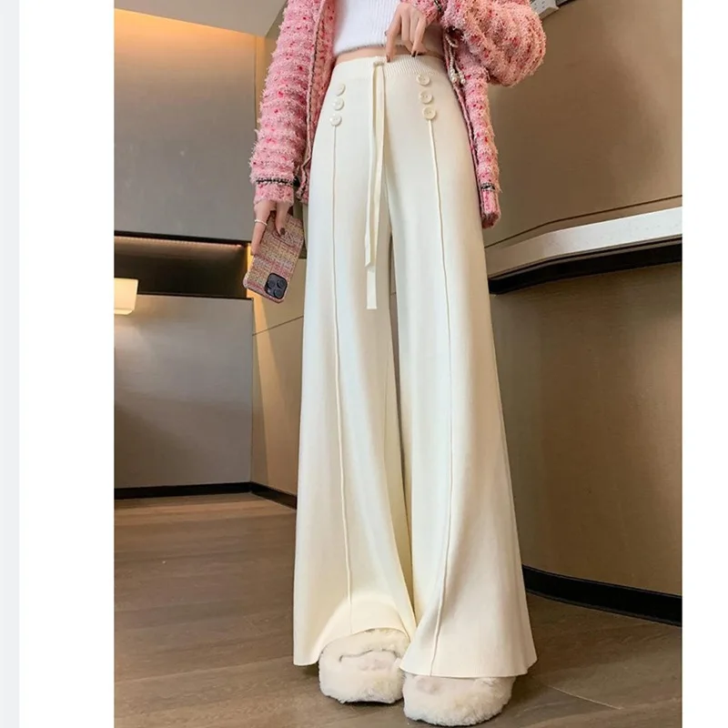 DAYIFUN Spring High Waist Wide Leg Pants Lady Knitted Drop Design Trousers Loose Straight Tube Floor Sweeping Casual Pants 2024
DAYIFUN Spring High Waist Wide Leg Pants Lady Knitted Drop Design Trousers Loose Straight Tube Floor Sweeping Casual Pants 2024