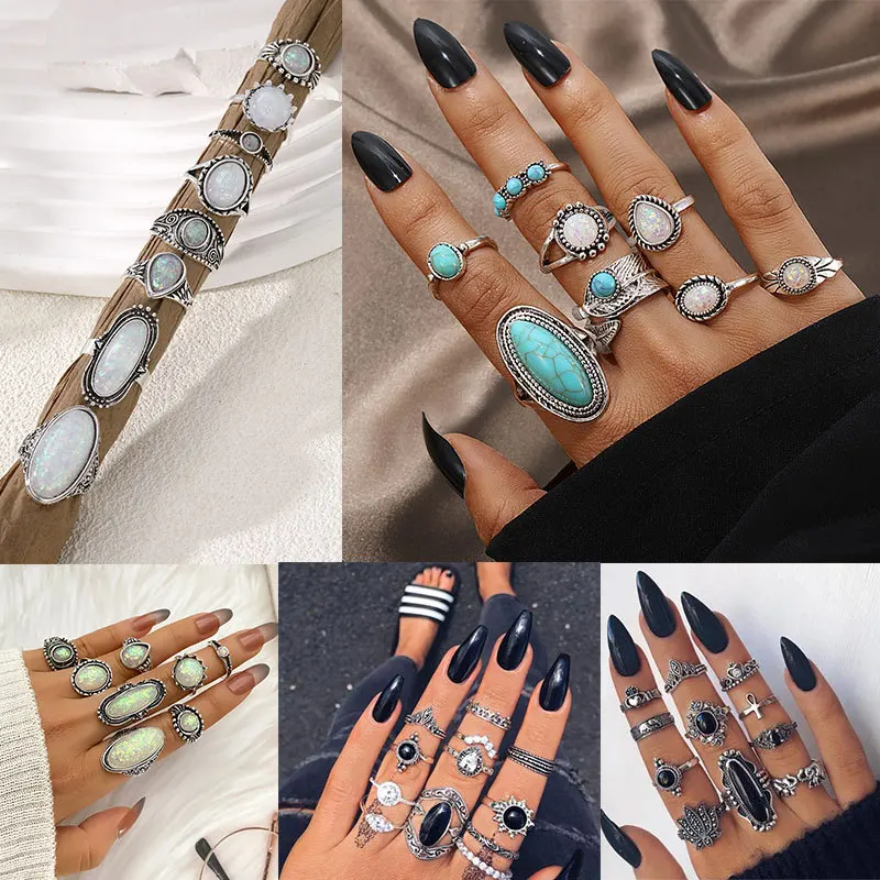 Резное шарнирное кольцо с бирюзой, комбинация серебряных колец из сплава в старом ретро-стиле
Резное шарнирное кольцо с бирюзой, комбинация серебряных колец из сплава в старом ретро-стиле