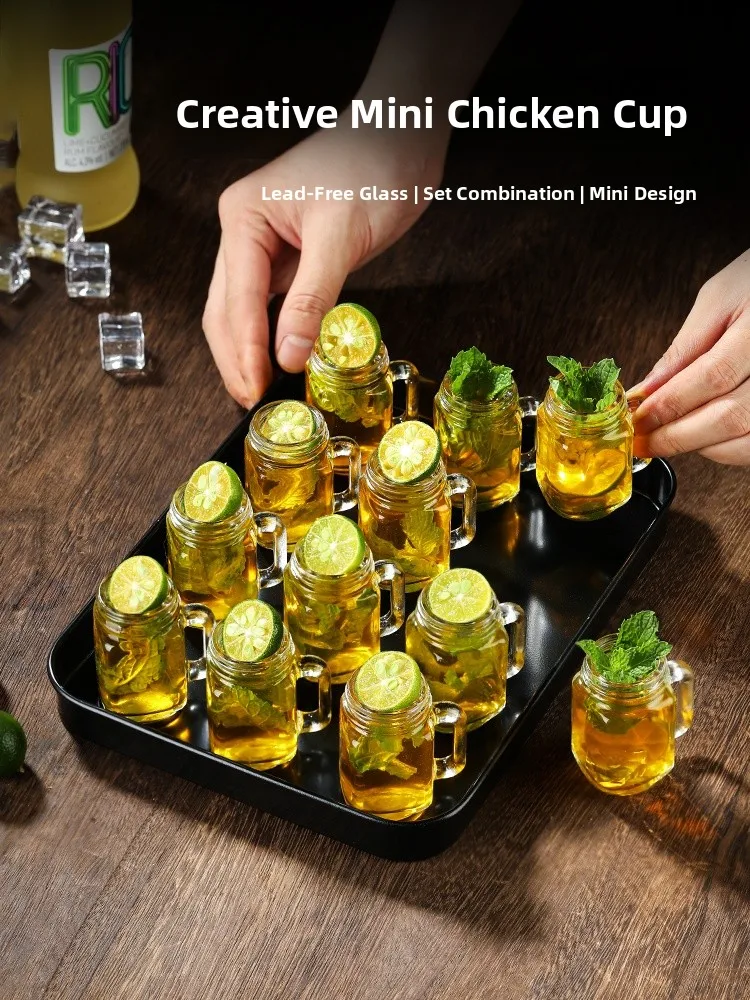 Creative Mason Cocktail Glass with Handle White Wine Cup Bar Shot Glass Bullet Cup Tray Set Chinese Style Pure Color Glass
Creative Mason Cocktail Glass with Handle White Wine Cup Bar Shot Glass Bullet Cup Tray Set Chinese Style Pure Color Glass