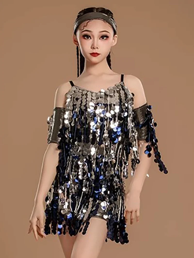 Latin Dance Dress for Kids Girls Sleeveless Shining Practice with Headwear Practice Set Children's Professional Dancewear
Latin Dance Dress for Kids Girls Sleeveless Shining Practice with Headwear Practice Set Children's Professional Dancewear