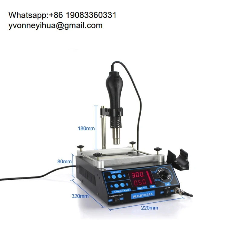 YIYHUA 853AA Multifunctional Hot Air Desoldering Station Hot Air Gun Soldering Iron Preheating Station Rework Station 110V/220V
YIYHUA 853AA Multifunctional Hot Air Desoldering Station Hot Air Gun Soldering Iron Preheating Station Rework Station 110V/220V