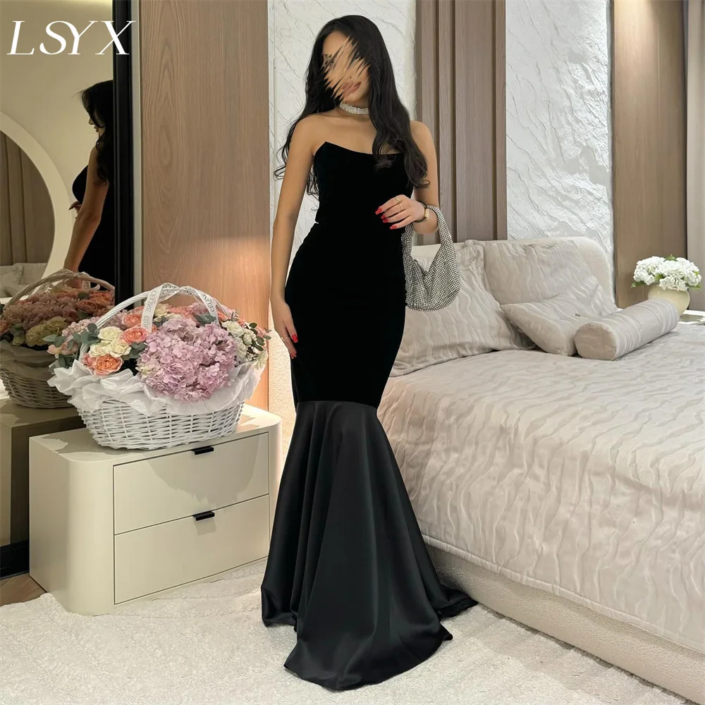 LSYX Customized Simple Strapless Crepe Pleats Mermiad Evening Dresses Floor length Sweep Train Elegant Prom Dresses
LSYX Customized Simple Strapless Crepe Pleats Mermiad Evening Dresses Floor length Sweep Train Elegant Prom Dresses