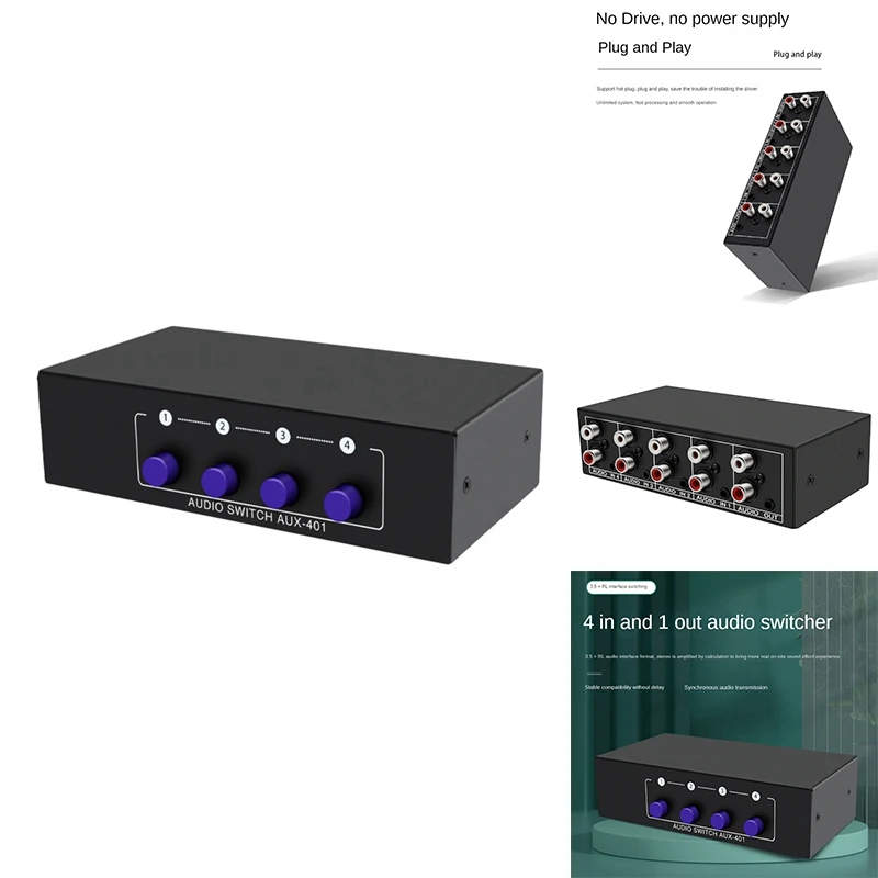 Аудиопереключатель RCA AUX 4 в 1, стерео аудиопереключатель 4x3,5 мм, аудиопереключатель Aux L/R RCA, аналоговый аудиопереключатель
Аудиопереключатель RCA AUX 4 в 1, стерео аудиопереключатель 4x3,5 мм, аудиопереключатель Aux L/R RCA, аналоговый аудиопереключатель