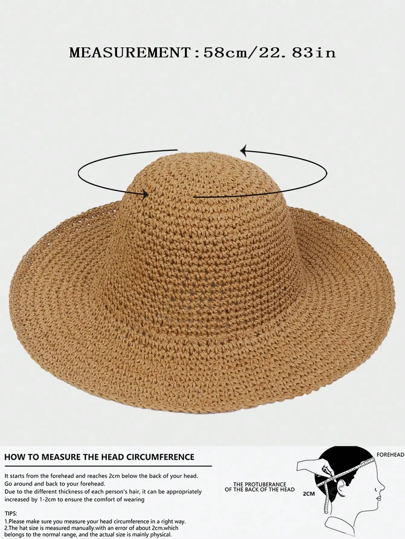 1pc Women's Crochet Wide Brim Foldable Straw Hat, Minimalist & Versatile, Suitable For Summer Beach Vacation
1pc Women's Crochet Wide Brim Foldable Straw Hat, Minimalist & Versatile, Suitable For Summer Beach Vacation