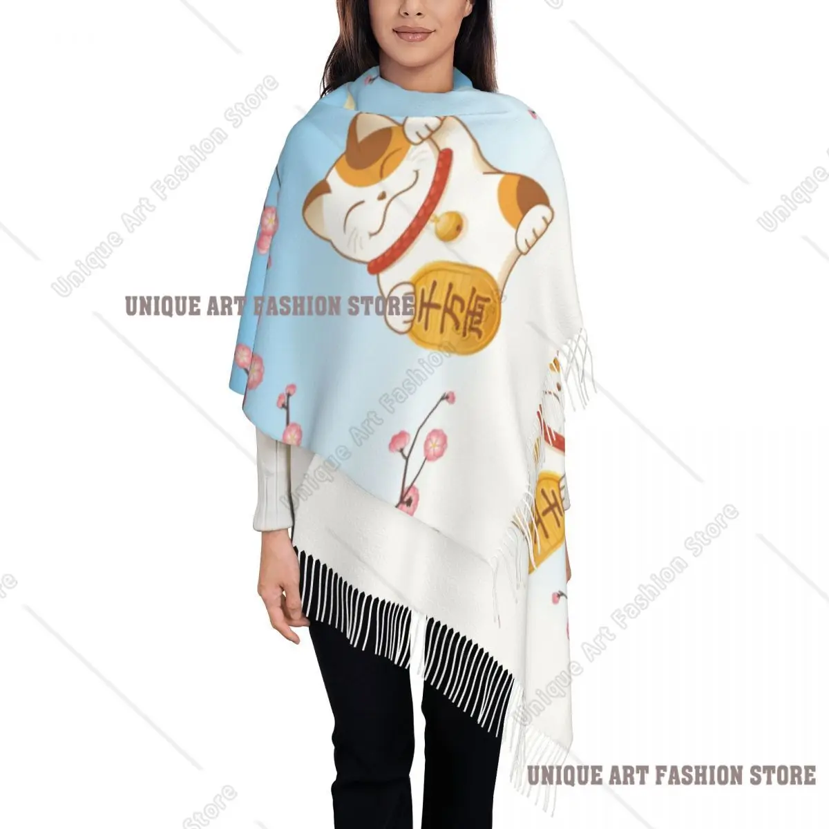 Изготовленный на заказ японский шарф с кисточками Сакура Манеки Неко, женские зимне-осенние теплые шали, женские шарфы с котом на удачу
Изготовленный на заказ японский шарф с кисточками Сакура Манеки Неко, женские зимне-осенние теплые шали, женские шарфы с котом на удачу