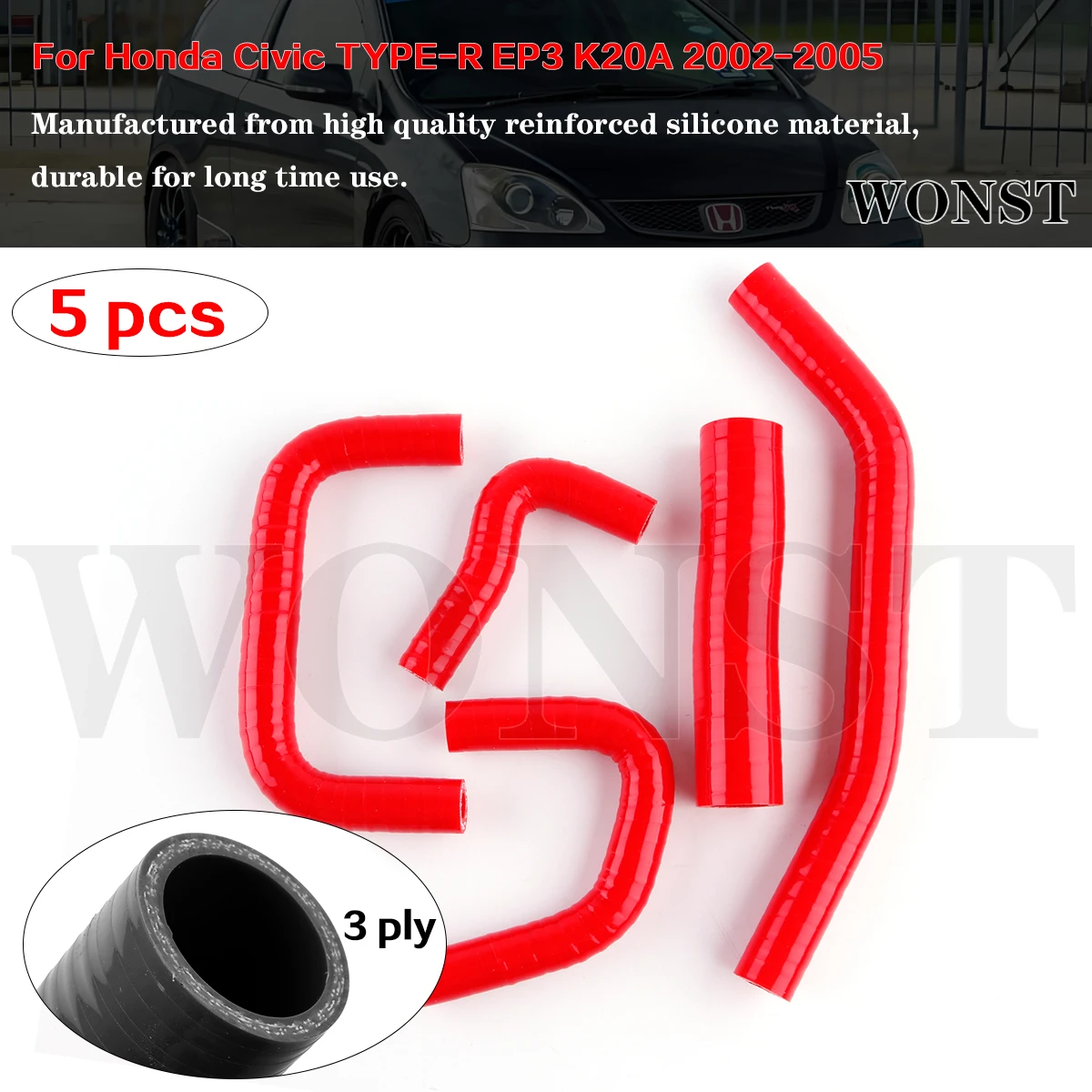 For Honda Civic TYPE-R EP3 K20A 2002 2003 2004 2005 Silicone Radiator Hoses Tubes Kit Piping 5Pcs
For Honda Civic TYPE-R EP3 K20A 2002 2003 2004 2005 Silicone Radiator Hoses Tubes Kit Piping 5Pcs
