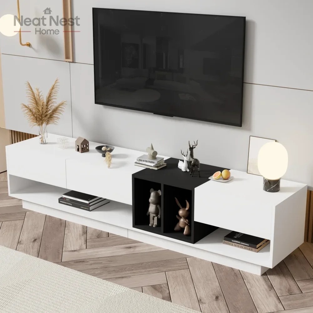 TV Stand, Two-tone Media Console for TVs Up to 80'', Functional TV Cabinet with Versatile Compartment for Living Room, White
TV Stand, Two-tone Media Console for TVs Up to 80'', Functional TV Cabinet with Versatile Compartment for Living Room, White