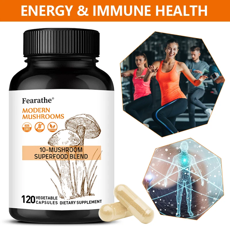 10-in-1 Mushroom Complex Capsules, Support Brain, Focus, Mental Clarity, Cognitive, Mood Balance, Sustained Energy & Immune
10-in-1 Mushroom Complex Capsules, Support Brain, Focus, Mental Clarity, Cognitive, Mood Balance, Sustained Energy & Immune