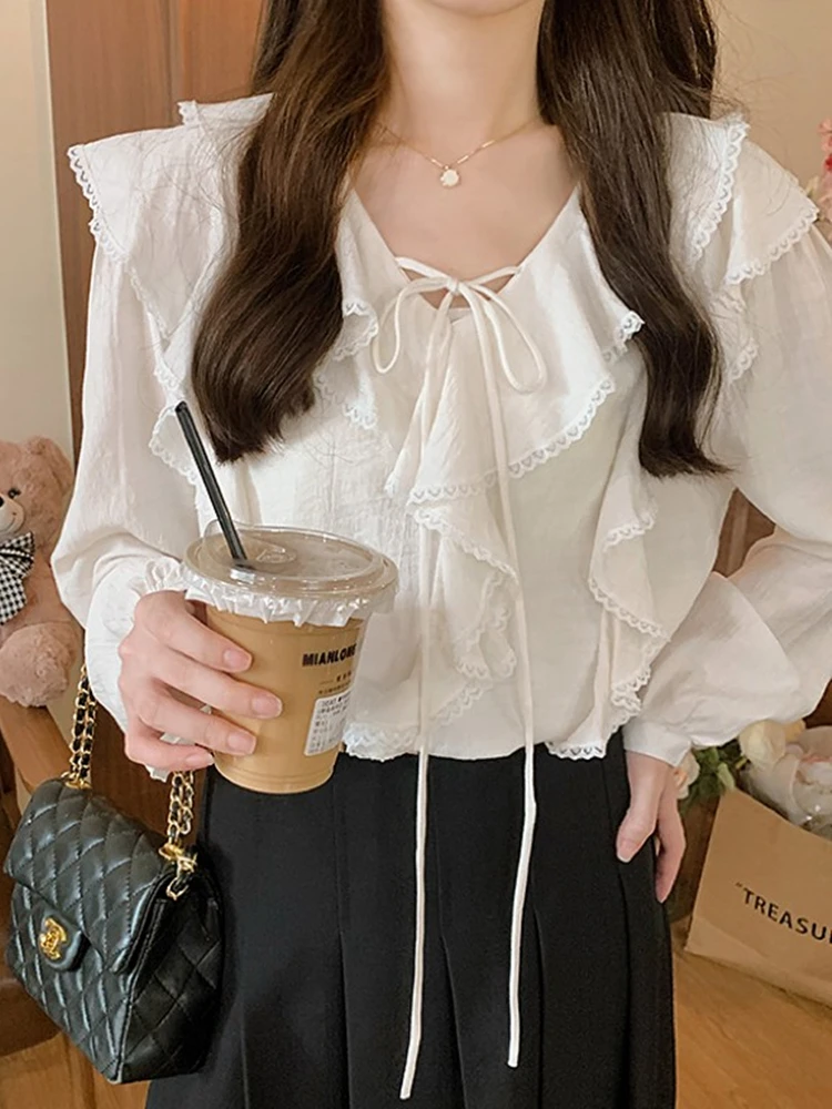 ANLI White V-ne Multi-layer Lace irt Gentle Pure Base Layer Top New Sle Women's Pure Color Long Sve Regular Length
ANLI White V-ne Multi-layer Lace irt Gentle Pure Base Layer Top New Sle Women's Pure Color Long Sve Regular Length