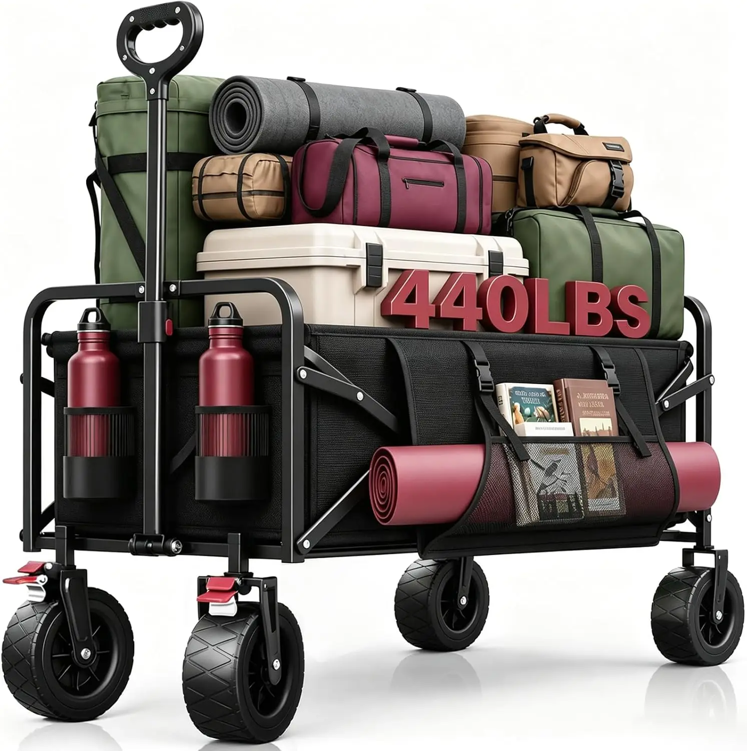 200-Liter Heavy Duty Collapsible Wagon, Foldable Utility Cart with 7.48-Inch All-Terrain Wheels, Portable Side Pocket, Ideal for Beach, Camping, Grocery, Garden & Sports
200-Liter Heavy Duty Collapsible Wagon, Foldable Utility Cart with 7.48-Inch All-Terrain Wheels, Portable Side Pocket, Ideal for Beach, Camping, Grocery, Garden & Sports