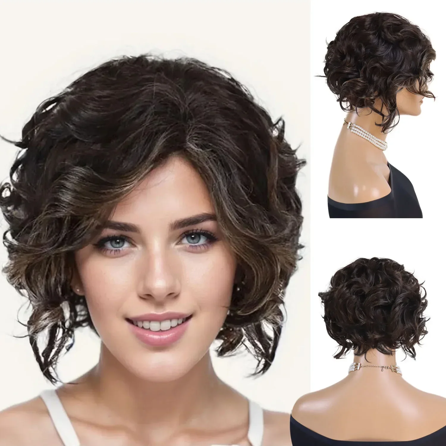 Synthetic Mixed Brown Curly Wigs Natural Short Women Wigs Mommy Layered Hair Wig Long Bangs Cancer Patient Gift Daily Use Wig
Synthetic Mixed Brown Curly Wigs Natural Short Women Wigs Mommy Layered Hair Wig Long Bangs Cancer Patient Gift Daily Use Wig