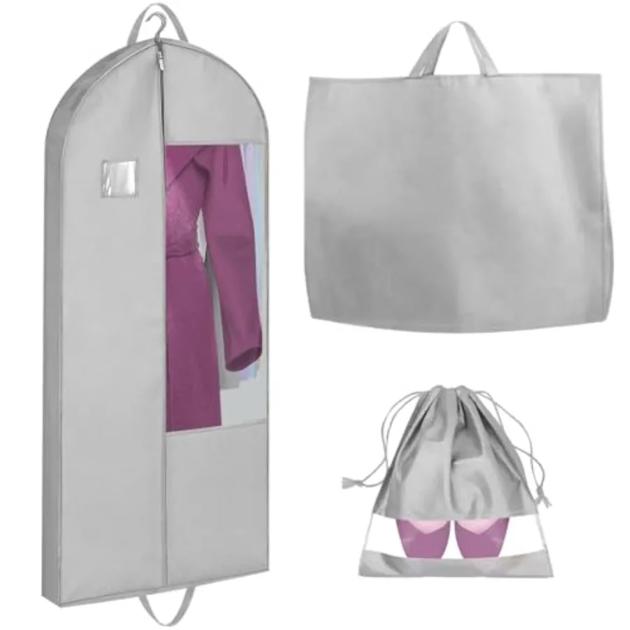 Garment Bags for Hanging Clothes and Travel with 4" Gusseted, Suit Cover for Clothes, Coats, Suit, Jackets, Dress, Shirts, Skir
Garment Bags for Hanging Clothes and Travel with 4" Gusseted, Suit Cover for Clothes, Coats, Suit, Jackets, Dress, Shirts, Skir