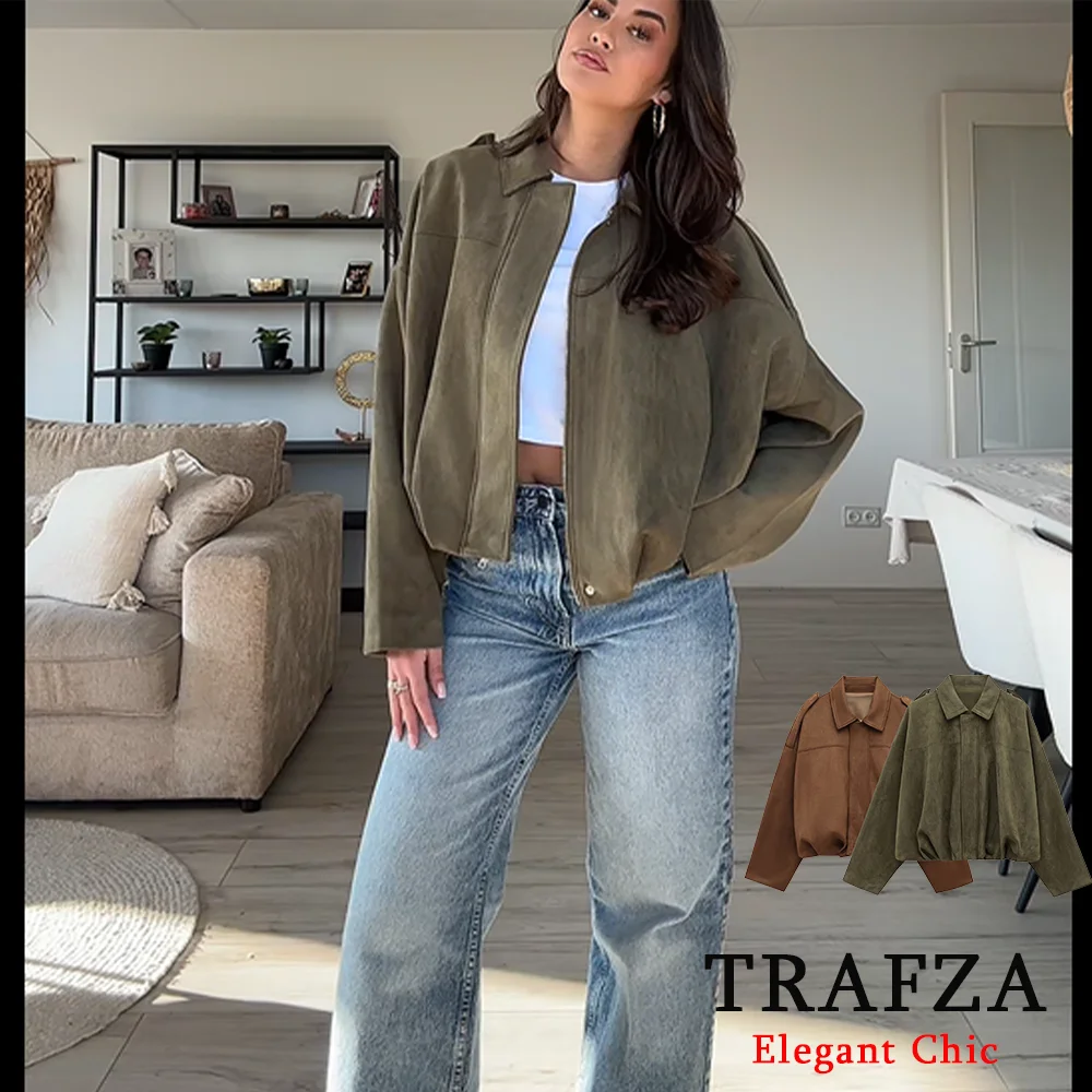 TRAFZA-Women Casual Bomber Jacket Coat Neutral Style Lapel Zipper Coat New 2025 Spring Autumn Fashion Loose Commuter Hiking Coat
TRAFZA-Women Casual Bomber Jacket Coat Neutral Style Lapel Zipper Coat New 2025 Spring Autumn Fashion Loose Commuter Hiking Coat