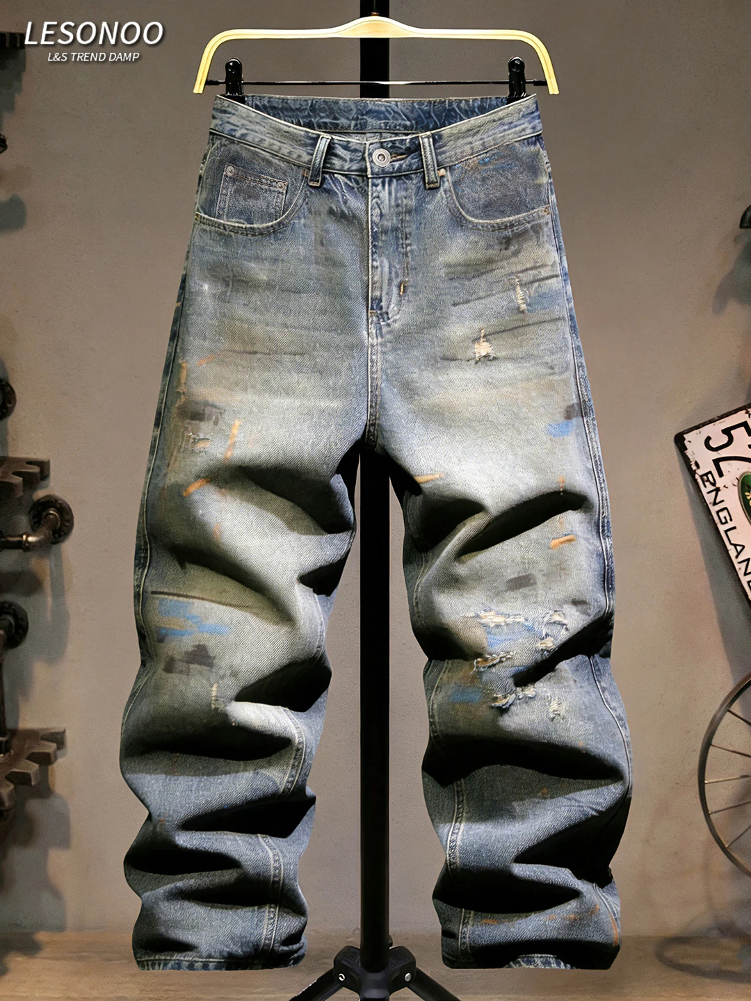 American Retro Hole Denim Jeans Men's Trendy fiti Loose Straight Leg Long Pants High Street Haome Wide Leg Pants
American Retro Hole Denim Jeans Men's Trendy fiti Loose Straight Leg Long Pants High Street Haome Wide Leg Pants