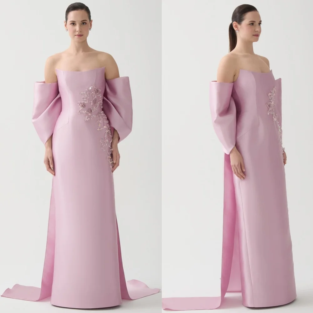 Customized Modern Style Jersey Sequined Pleat A-line Off-the-shoulder Long Dresses Bespoke Occasion Simple
Customized Modern Style Jersey Sequined Pleat A-line Off-the-shoulder Long Dresses Bespoke Occasion Simple