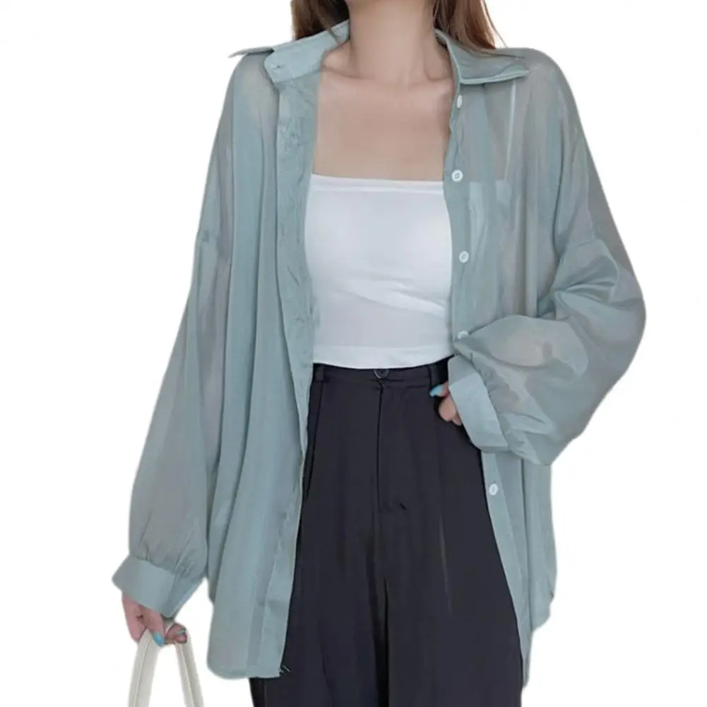 Chiffon Summer Shirt Sun Protection Shirt Chiffon Cover-up Outerwear Stylish Women's Long Sleeve Button Down Tops for Summer
Chiffon Summer Shirt Sun Protection Shirt Chiffon Cover-up Outerwear Stylish Women's Long Sleeve Button Down Tops for Summer
