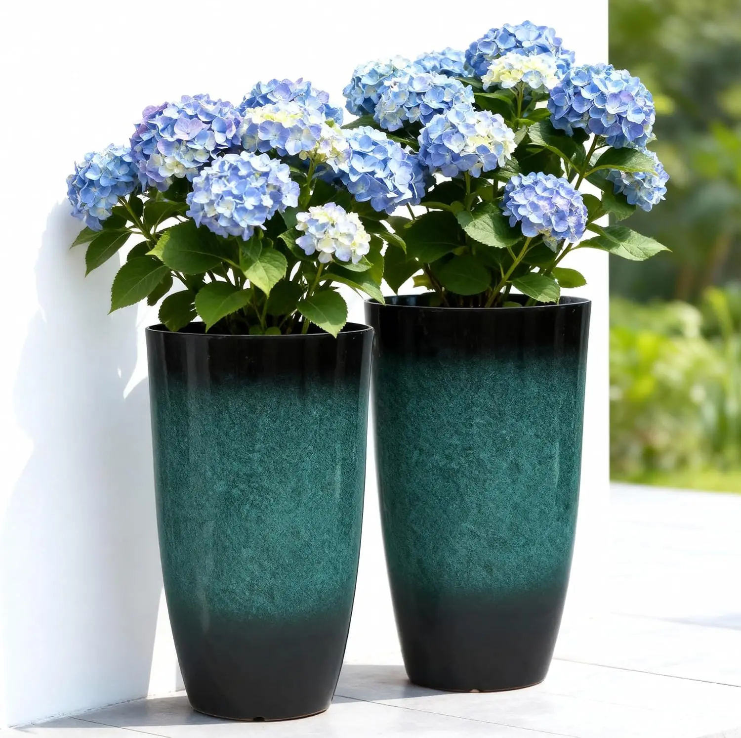 23.8" Tall Outdoor Planters Set of 2, Ceramic-Look Pots, Gradient Turquoise, for Patio, Balcony, Garden
23.8" Tall Outdoor Planters Set of 2, Ceramic-Look Pots, Gradient Turquoise, for Patio, Balcony, Garden