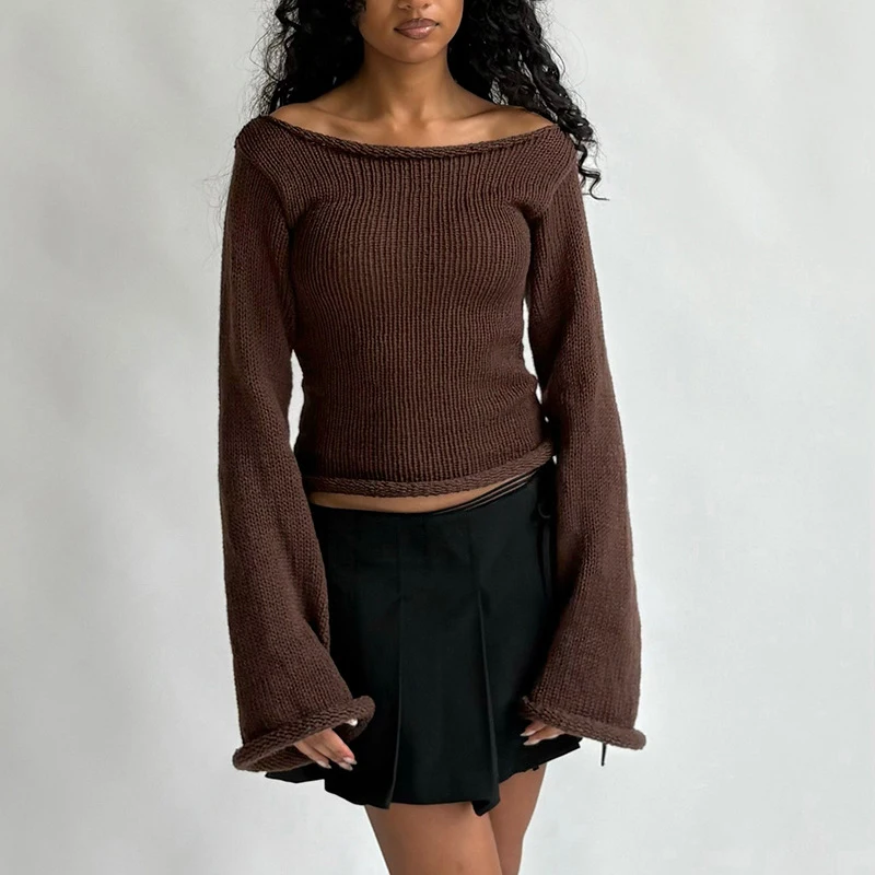 TARUXY Off Shoulder Knitted Sweater Women's Elegant Slim Solid Long Sleeve Pullovers Autumn Fashion Casual Commuter Clothing
TARUXY Off Shoulder Knitted Sweater Women's Elegant Slim Solid Long Sleeve Pullovers Autumn Fashion Casual Commuter Clothing