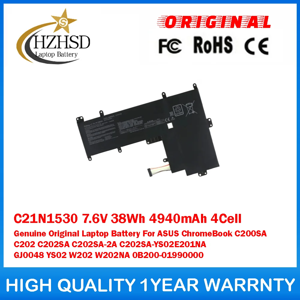 C21N1530 7.6V 38Wh 4940mAh 4Cell Laptop Battery For ASUS ChromeBook C200SA C202 C202SA C202SA-2A C202SA-YS02E201NA GJ0048 YS02
C21N1530 7.6V 38Wh 4940mAh 4Cell Laptop Battery For ASUS ChromeBook C200SA C202 C202SA C202SA-2A C202SA-YS02E201NA GJ0048 YS02