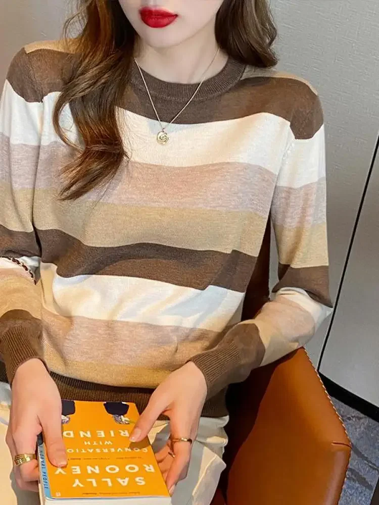 Autumn Winter Women Sweaters Long Sleeve Knitted O Neck Striped Pullover Sweater Femme Basic Solid Jersey Tops Fashion Clothes
Autumn Winter Women Sweaters Long Sleeve Knitted O Neck Striped Pullover Sweater Femme Basic Solid Jersey Tops Fashion Clothes