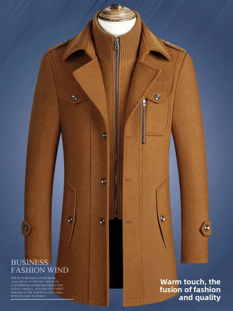 Новое зимнее мужское шерстяное пальто 2025 года, мужская брендовая куртка, длинная шерстяная ветровка среднего возраста с двумя плечами европейского размера 
Новое зимнее мужское шерстяное пальто 2025 года, мужская брендовая куртка, длинная шерстяная ветровка среднего возраста с двумя плечами европейского размера