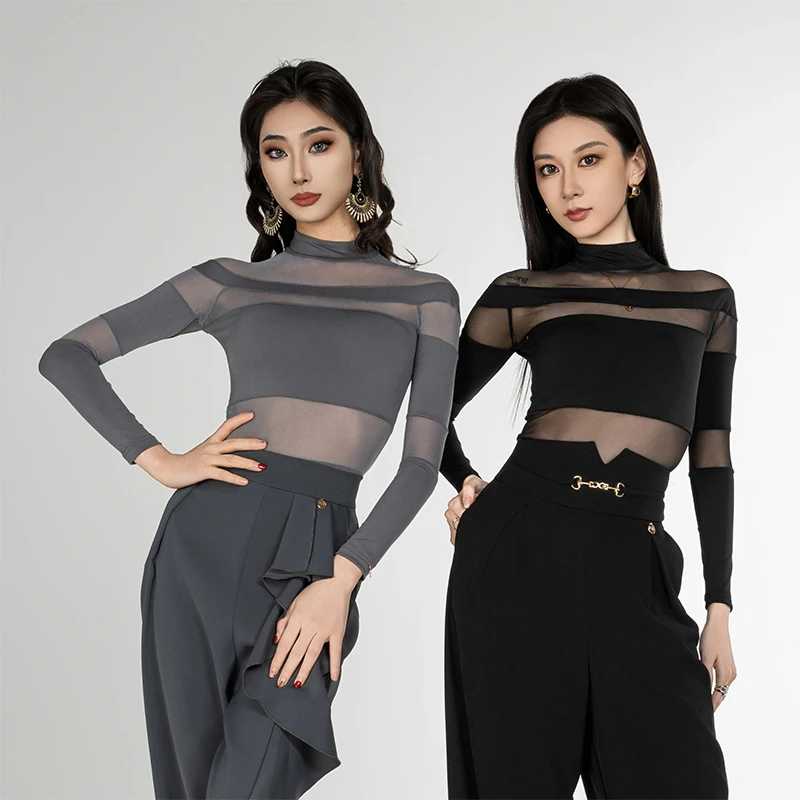 Ballroom Dance Bodysuit For Women Latin Dancing Tops Black Grey Mesh Tops Prom Standard Competition Cheerleader Costume XH2089
Ballroom Dance Bodysuit For Women Latin Dancing Tops Black Grey Mesh Tops Prom Standard Competition Cheerleader Costume XH2089