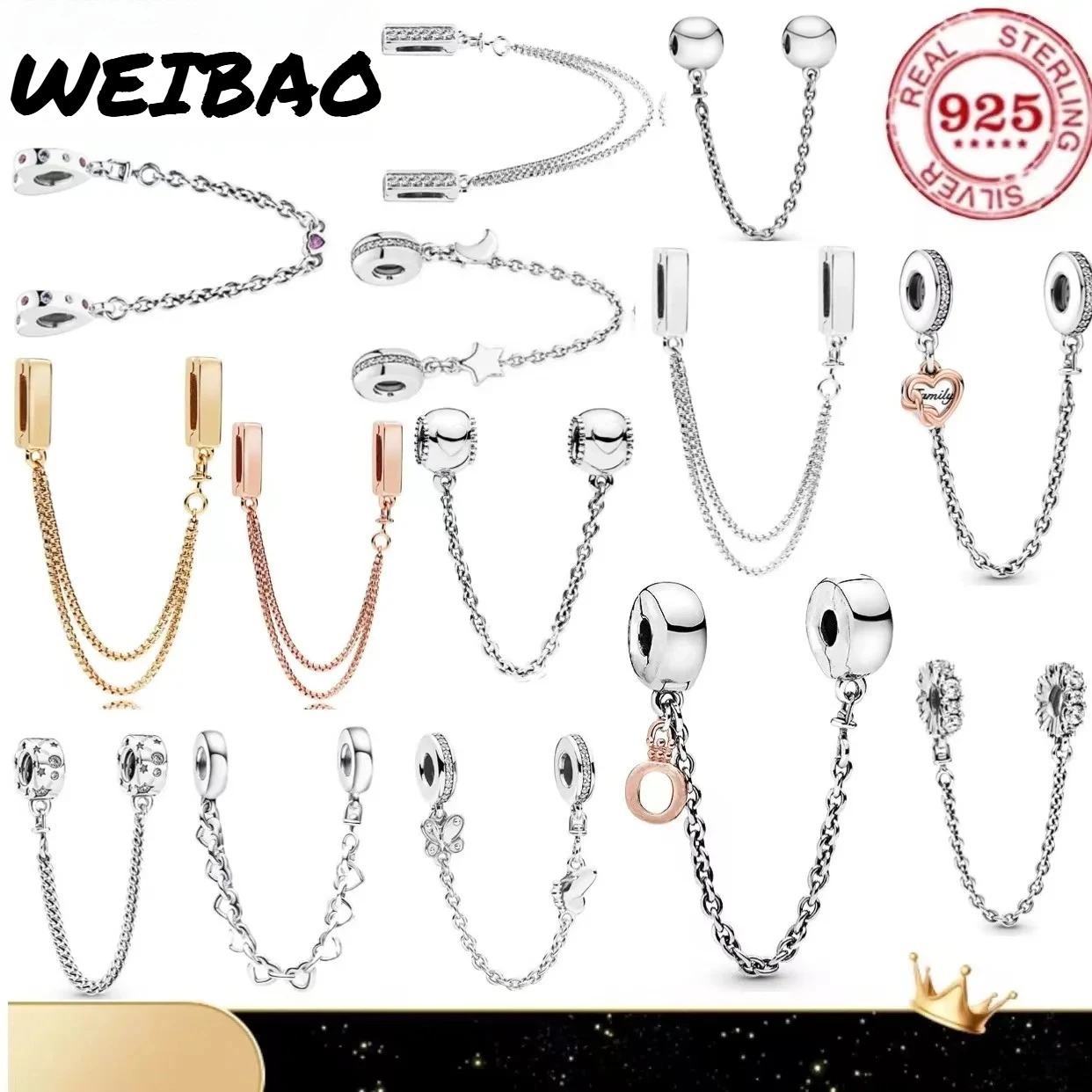 925% pure silver classic love star moon charm elegant fixed clip original DIY bracelet women's jewelry accessories gift making
925% pure silver classic love star moon charm elegant fixed clip original DIY bracelet women's jewelry accessories gift making