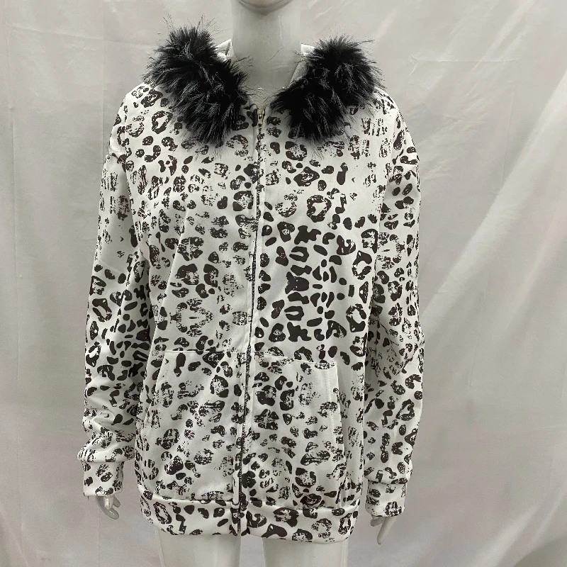 Американский осенне-зимний ретро леопардовый принт, персонализированный уличный модный кардиган на молнии с меховым воротником и капюшоном, мужская женская одежда
Американский осенне-зимний ретро леопардовый принт, персонализированный уличный модный кардиган на молнии с меховым воротником и капюшоном, мужская женская одежда