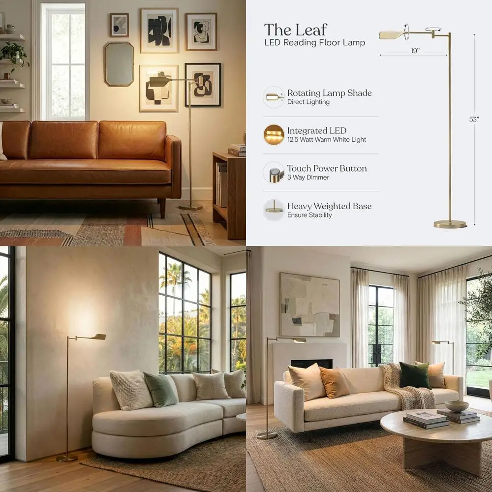 Dimmable LED Floor Lamp with Easy Rotation, Adjustable for Desk or Living Rooms, Antique Brass Finish
Dimmable LED Floor Lamp with Easy Rotation, Adjustable for Desk or Living Rooms, Antique Brass Finish