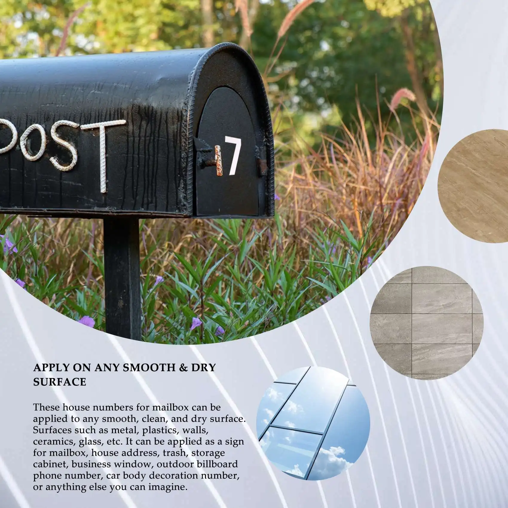 A95G Mailbox Numbers For Outside, 10 Sets 0-9 Reflective Number Stickers With Sticky Tab For Easy Backing Separation (2 Inch)