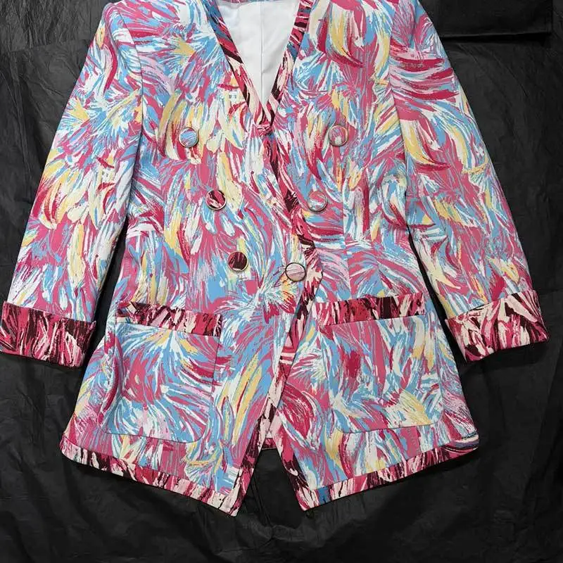 Fashion Colorful Fireworks Printed Suit Summer New Double Breasted Waist Up Long Sleeve Blazer Coat Runway High End Y2K Clothing
Fashion Colorful Fireworks Printed Suit Summer New Double Breasted Waist Up Long Sleeve Blazer Coat Runway High End Y2K Clothing