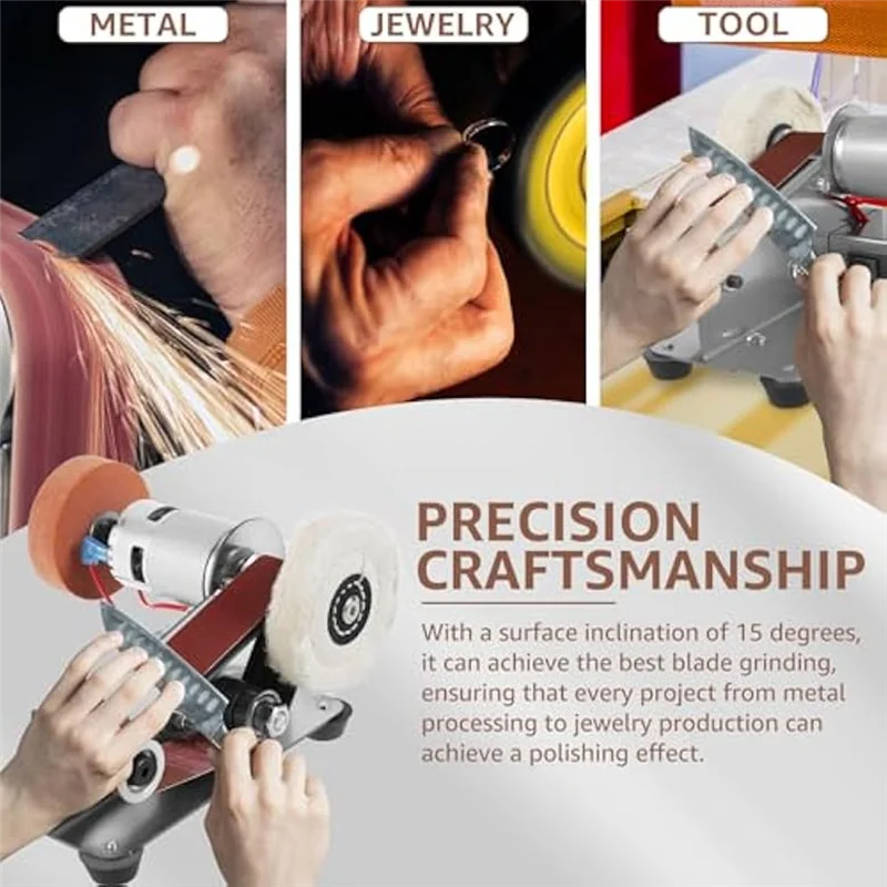 AT48-Mini Belt Sander,15 Degree Electric Belt Grinder,7 Adjustable Speed Electric Knife Polishing Sharpener Machine
AT48-Mini Belt Sander,15 Degree Electric Belt Grinder,7 Adjustable Speed Electric Knife Polishing Sharpener Machine