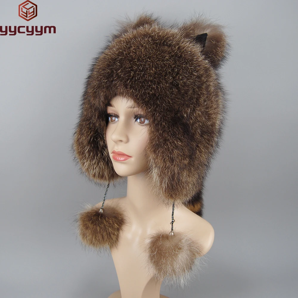 Women Natural Raccoon Fur Caps Ushanka Hats for Winter Thick Warm Ears Fashion Bomber Pom Pom Hat Lady Real Raccoon Fur Cap Tail
Women Natural Raccoon Fur Caps Ushanka Hats for Winter Thick Warm Ears Fashion Bomber Pom Pom Hat Lady Real Raccoon Fur Cap Tail