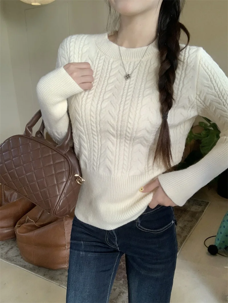 Korean Style Thickened round Neck Twisted Knitwear Women's Early Spring 2026 Slim Fit Base Shirt Gentle Korean Style Long Sleeve
Korean Style Thickened round Neck Twisted Knitwear Women's Early Spring 2026 Slim Fit Base Shirt Gentle Korean Style Long Sleeve