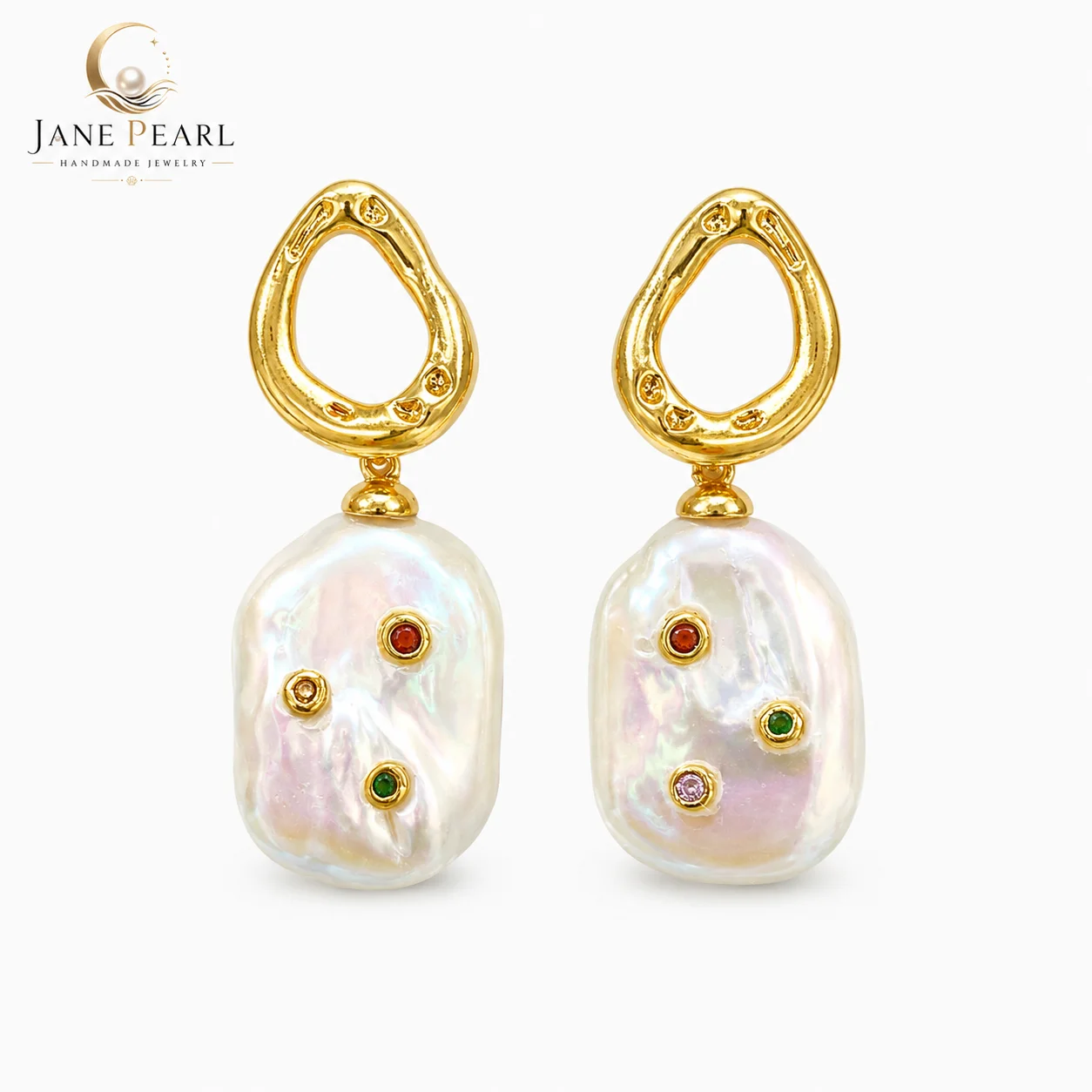 Natural Baroque Pearl Drop Earrings 14K Gold Plated S925 Silver Post Colorful Gems Unique Freshwater Pearl Dangle Earrings Women
Natural Baroque Pearl Drop Earrings 14K Gold Plated S925 Silver Post Colorful Gems Unique Freshwater Pearl Dangle Earrings Women
