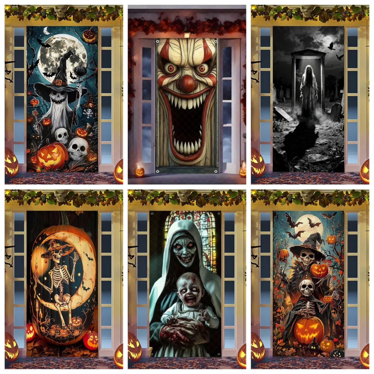 Ghostly Clown Monster door Curtain - Multi-functional polyester Halloween decoration, background for haunted house parties
Ghostly Clown Monster door Curtain - Multi-functional polyester Halloween decoration, background for haunted house parties