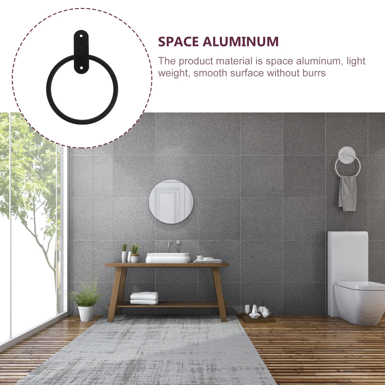 1 set Stainless Steel Towel Ring Hanger Set Black Round Bathroom Holder Towels Rack Non-Perforated Nail-Free Glue for Clothes
1 set Stainless Steel Towel Ring Hanger Set Black Round Bathroom Holder Towels Rack Non-Perforated Nail-Free Glue for Clothes