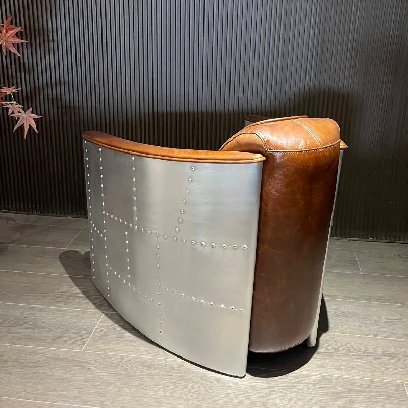 Retro leather sofa chair aluminum leather rivet decorative single leisure chair pilot single chair
Retro leather sofa chair aluminum leather rivet decorative single leisure chair pilot single chair